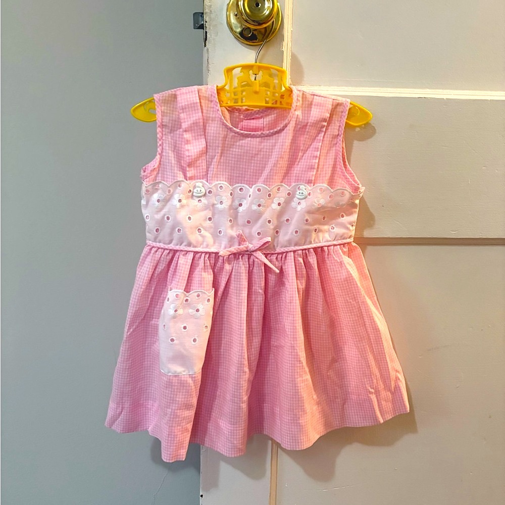 VINTAGE Pink Gingham Toddler Girl’s Dress